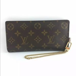 AUTHENTIC Louis Vuitton LV Monogram Accordion Wallet Wristlet Clutch Bag